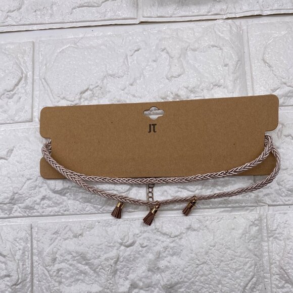 JT‎ Womens Blush Choker Necklace W/ Tassels Braided Design Adjustable - Picture 10 of 11